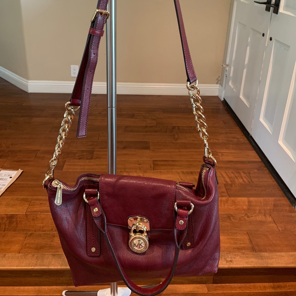 Michael Kors Merlot/Gold Crossbody/Shoulder Bag with Lock